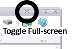 Toggle the full-screen mode by clicking this button